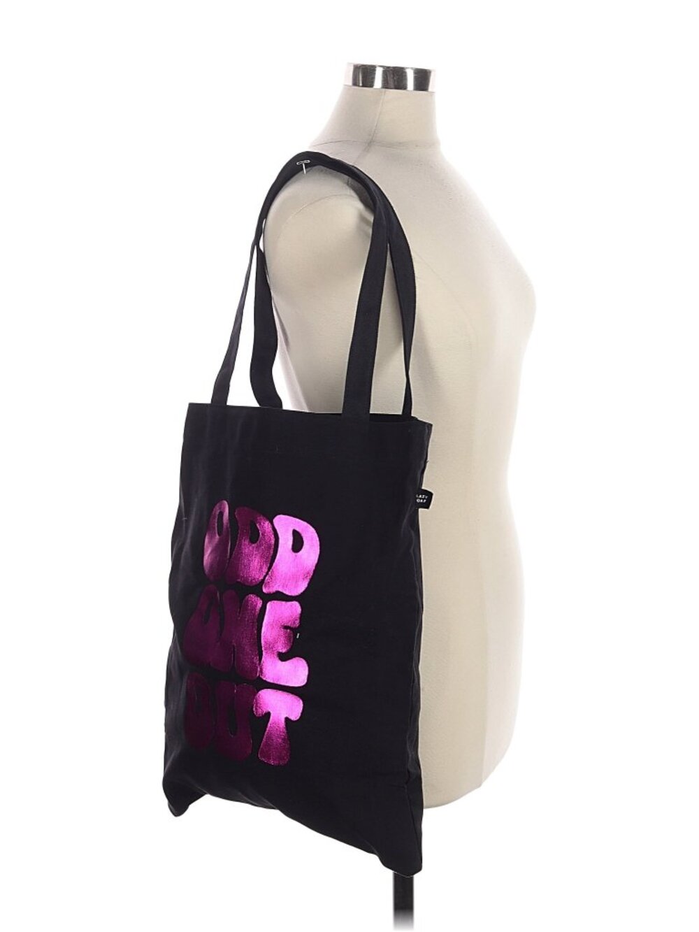 LAZY OAF Odd One Out black tote bag w/pink foil print - Picture 3 of 6